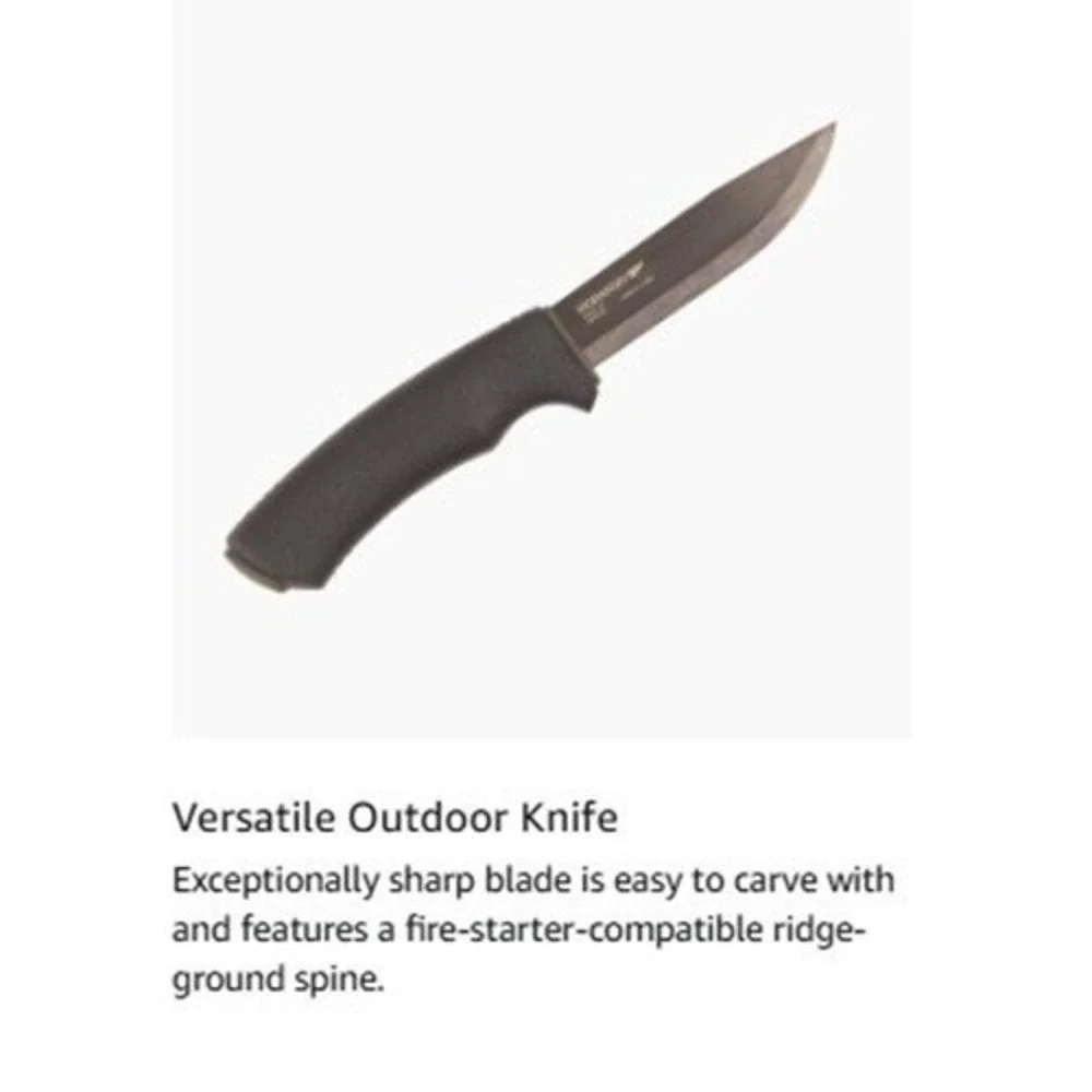 Morakniv 4.3" Carbon Steel Bushcraft Knife w/ Sheath Black Fixed Blade M-10791 - Picture 9 of 9